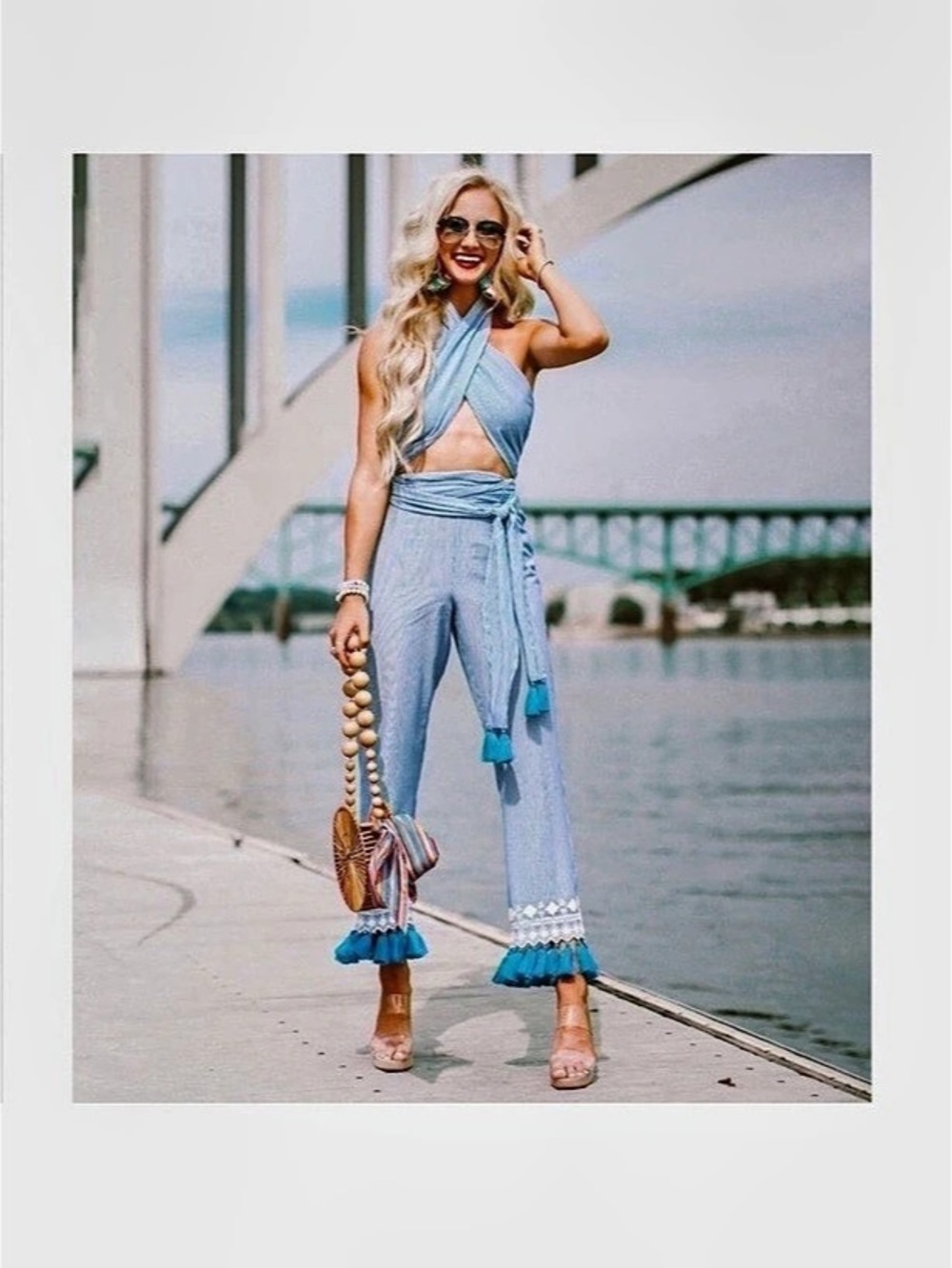 Tularosa Blue Halter Jumpsuit